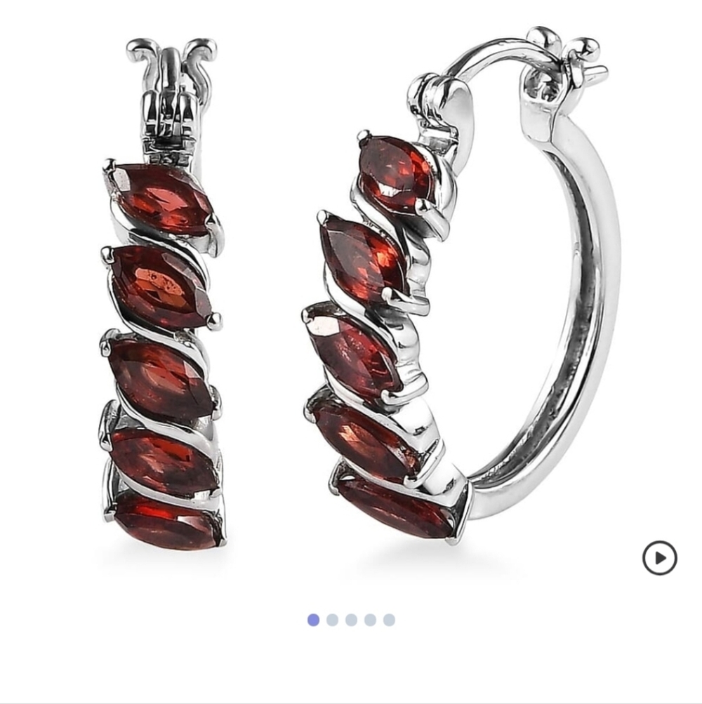 🆕️ Mozambique Garnet Hoop Earrings in Stainless Steel 3.20 ctw